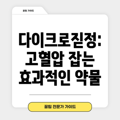 다이크로짇정: 고혈압 잡는 효과적인 약물