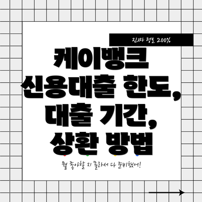 케이뱅크 신용대출 한도, 대출 기간, 상환 방법