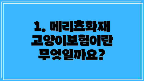 1. 메리츠화재 고양이보험이란 무엇일까요?