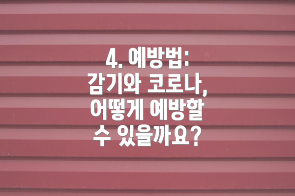 4. 예방법: 감기와 코로나, 어떻게 예방할 수 있을까요?