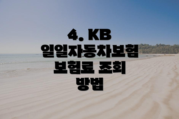 4. KB 일일자동차보험 보험료 조회 방법