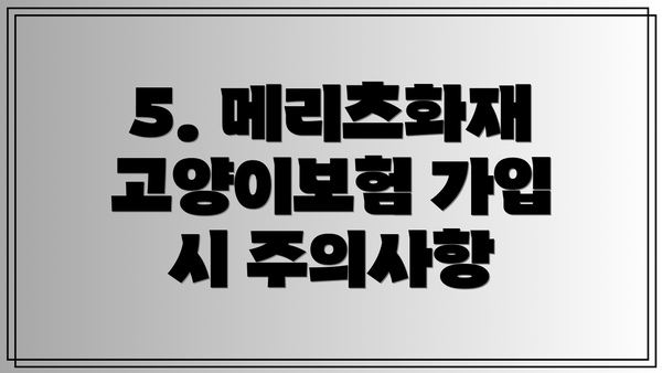 5. 메리츠화재 고양이보험 가입 시 주의사항