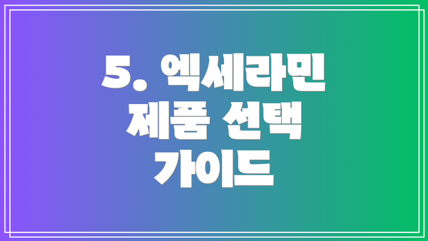 5. 엑세라민 제품 선택 가이드