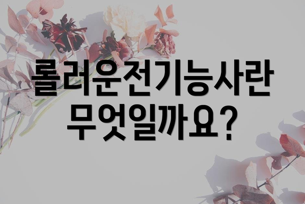 롤러운전기능사란 무엇일까요?