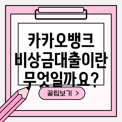 카카오뱅크 비상금대출이란 무엇일까요?