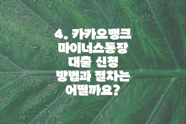 4. 카카오뱅크 마이너스통장 대출 신청 방법과 절차는 어떨까요?