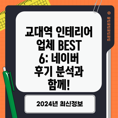 교대역 인테리어 업체 BEST 6: 네이버 후기 분석과 함께!