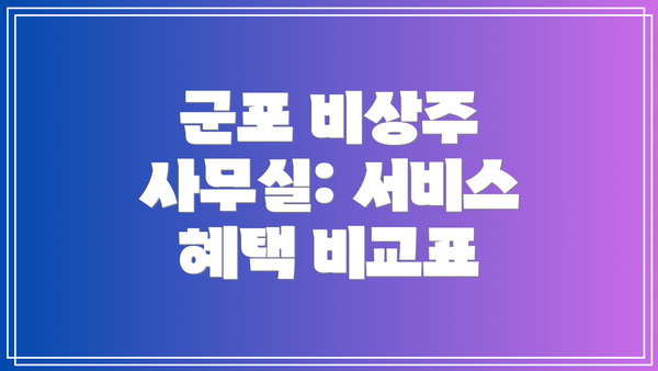 군포 비상주 사무실: 서비스 혜택 비교표