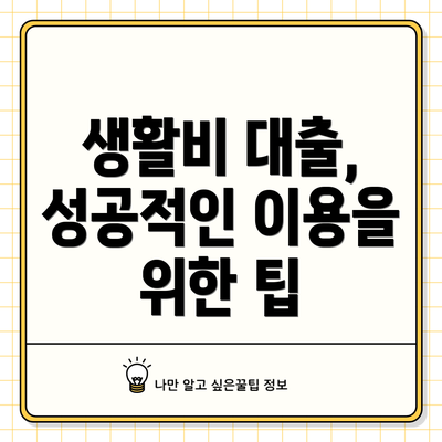 생활비 대출, 성공적인 이용을 위한 팁
