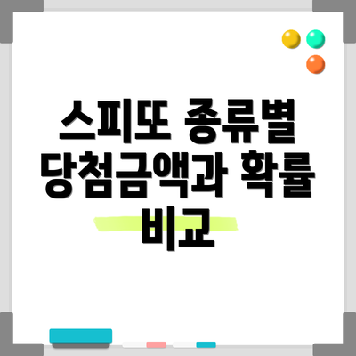 스피또 종류별 당첨금액과 확률 비교