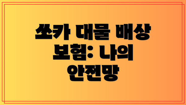 쏘카 대물 배상 보험: 나의 안전망