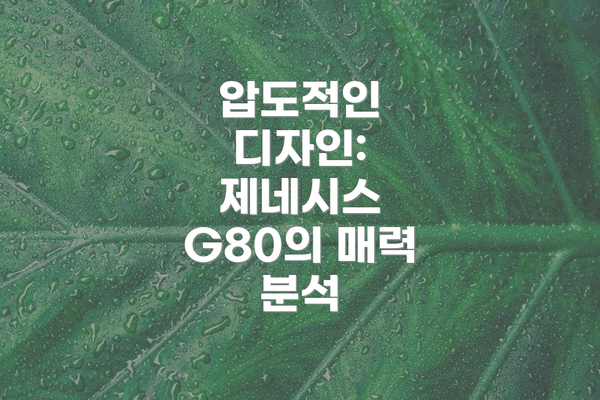 압도적인 디자인: 제네시스 G80의 매력 분석