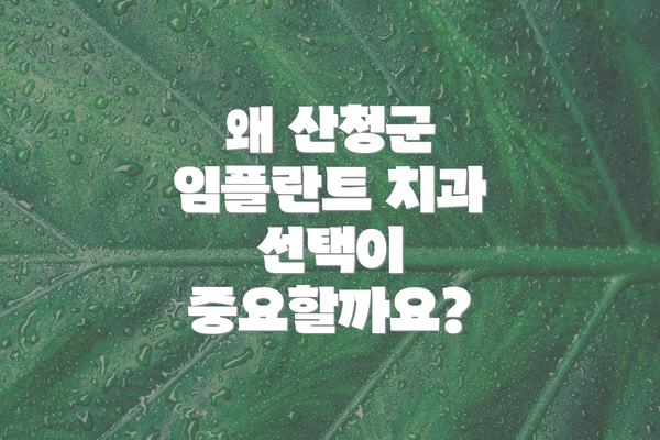 왜 산청군 임플란트 치과 선택이 중요할까요?