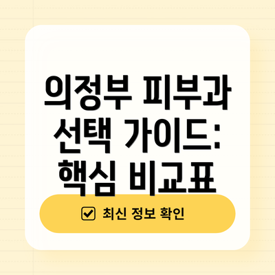 의정부 피부과 선택 가이드:  핵심 비교표