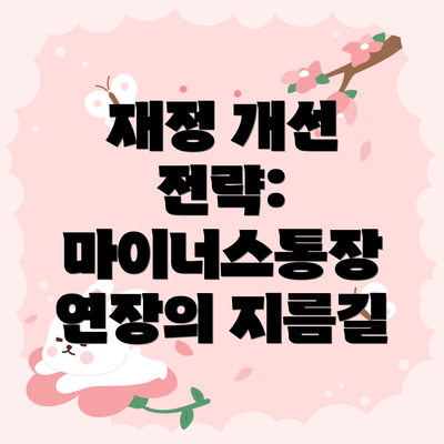 재정 개선 전략: 마이너스통장 연장의 지름길