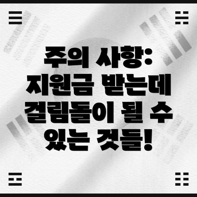 주의 사항: 지원금 받는데 걸림돌이 될 수 있는 것들!