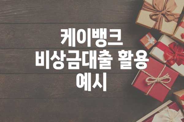 케이뱅크 비상금대출 활용 예시