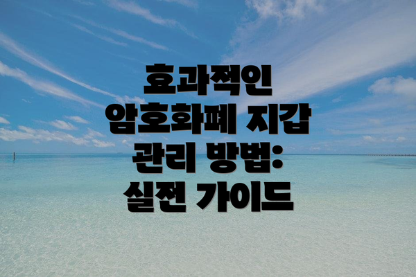 효과적인 암호화폐 지갑 관리 방법: 실전 가이드