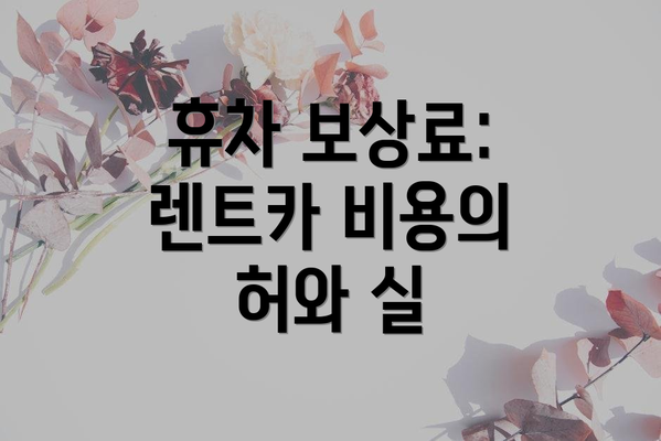 휴차 보상료: 렌트카 비용의 허와 실