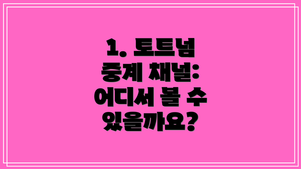 1. 토트넘 중계 채널: 어디서 볼 수 있을까요?
