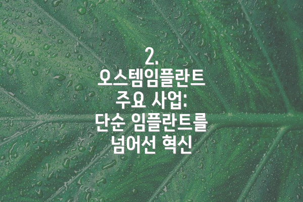 2. 오스템임플란트 주요 사업: 단순 임플란트를 넘어선 혁신