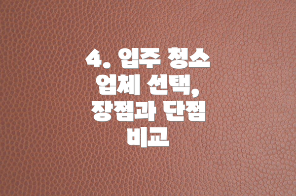 4. 입주 청소 업체 선택, 장점과 단점 비교