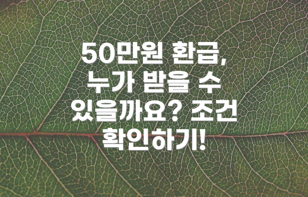 50만원 환급, 누가 받을 수 있을까요? 조건 확인하기!